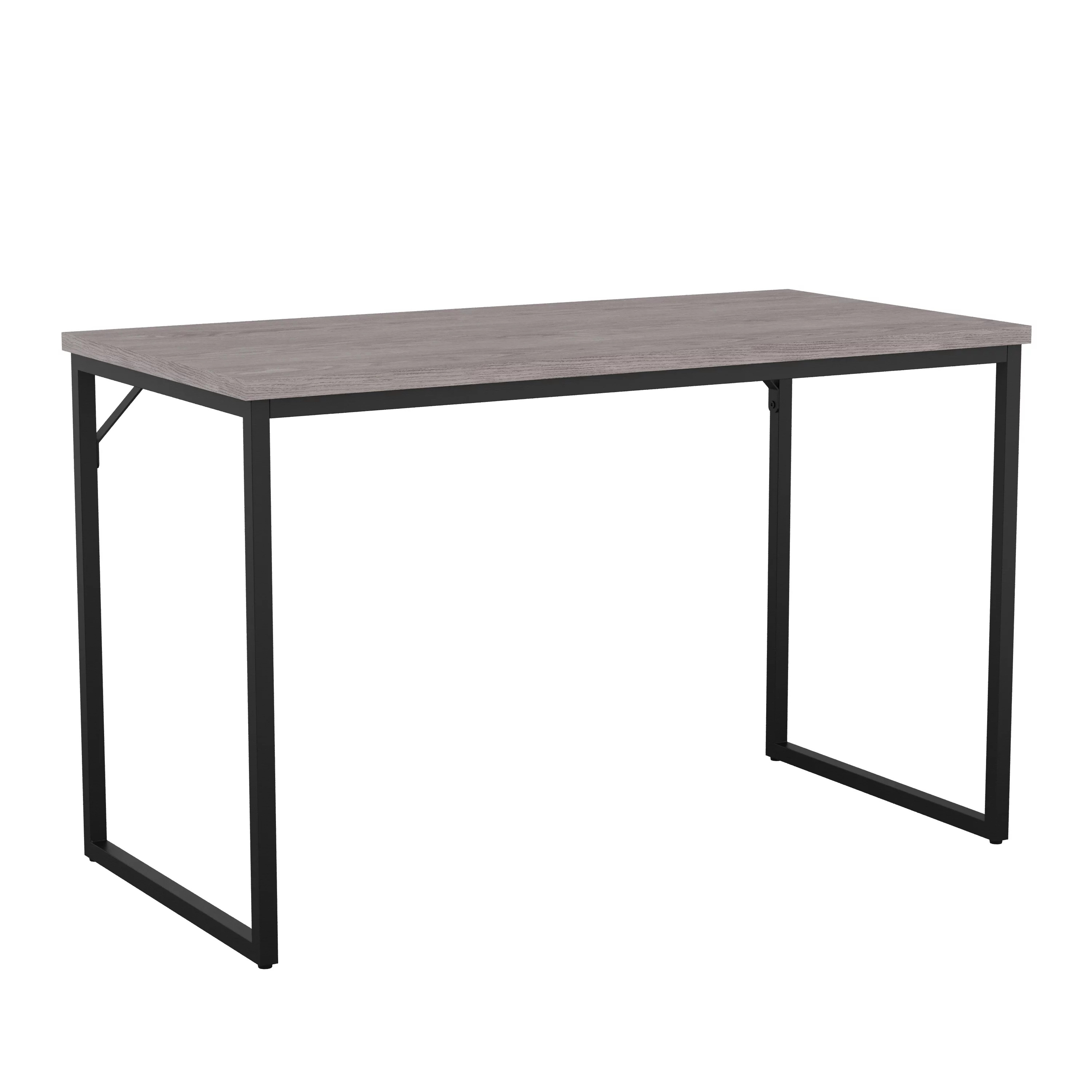 Martha Stewart Noah Home Office Parsons Desk in Gray Wood Grain with Oil Rubbed Bronze Metal Frame