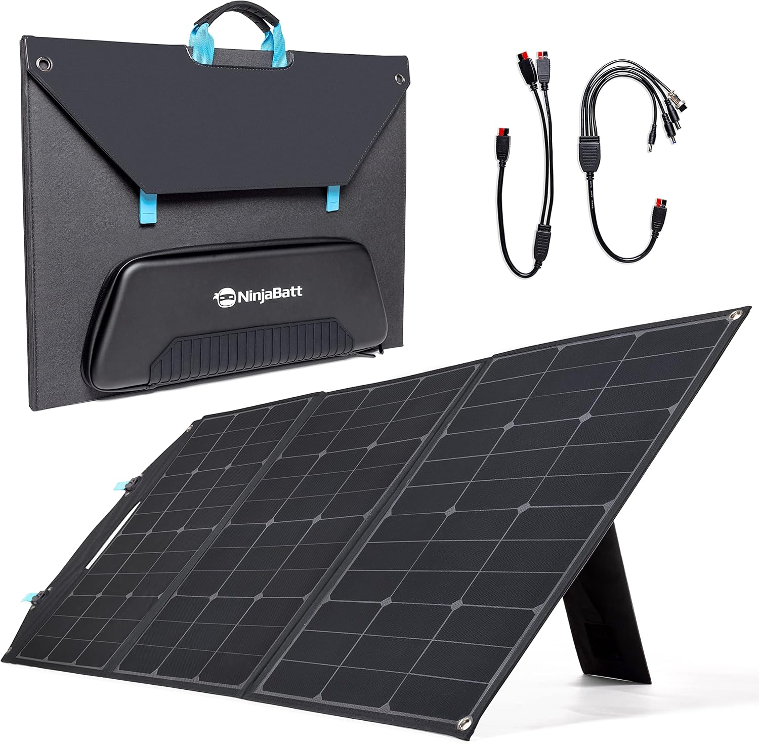 NinjaBatt 120W Foldable Portable Solar Panel for Power Stations, Compatible with Jackery Explorer, Goazl Zero Yeti