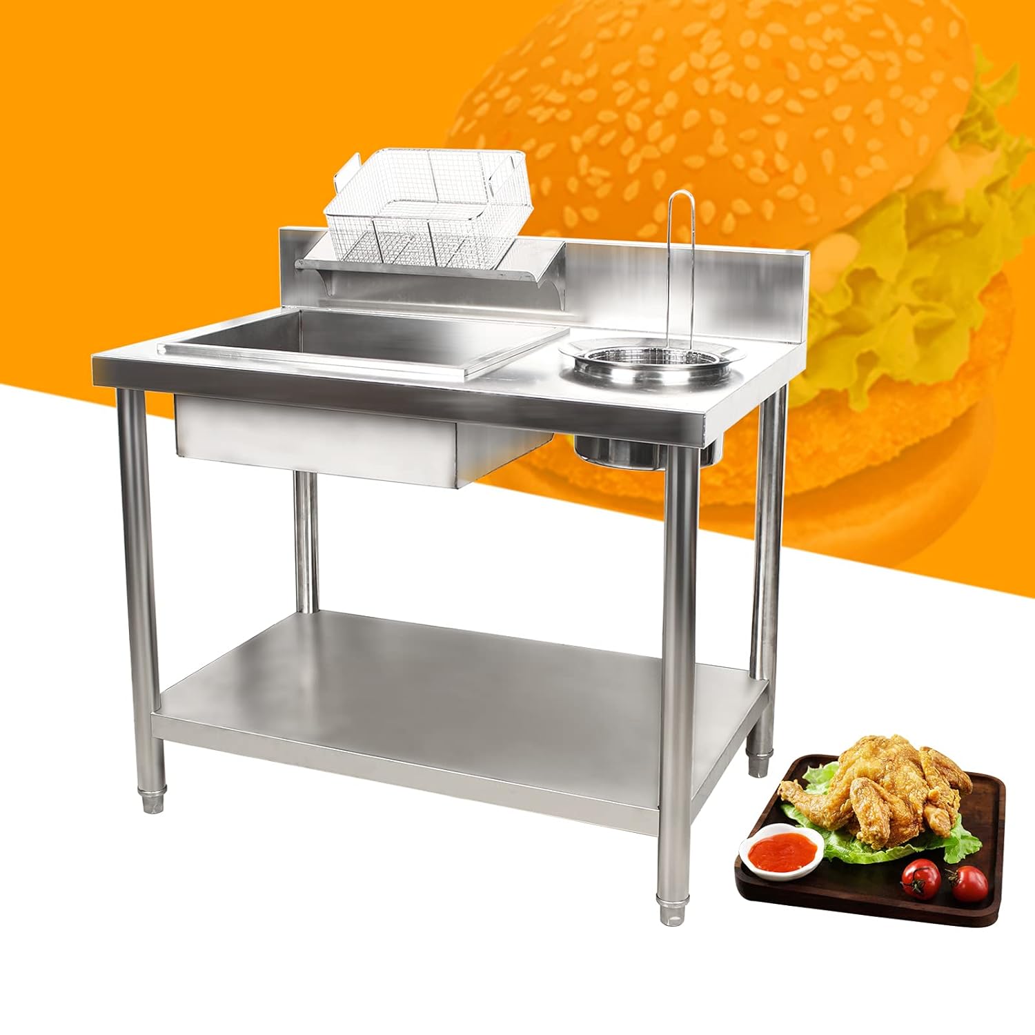 CNCEST Fried chicken breading station, Breading Table Fried chicken FishFood Prep Station