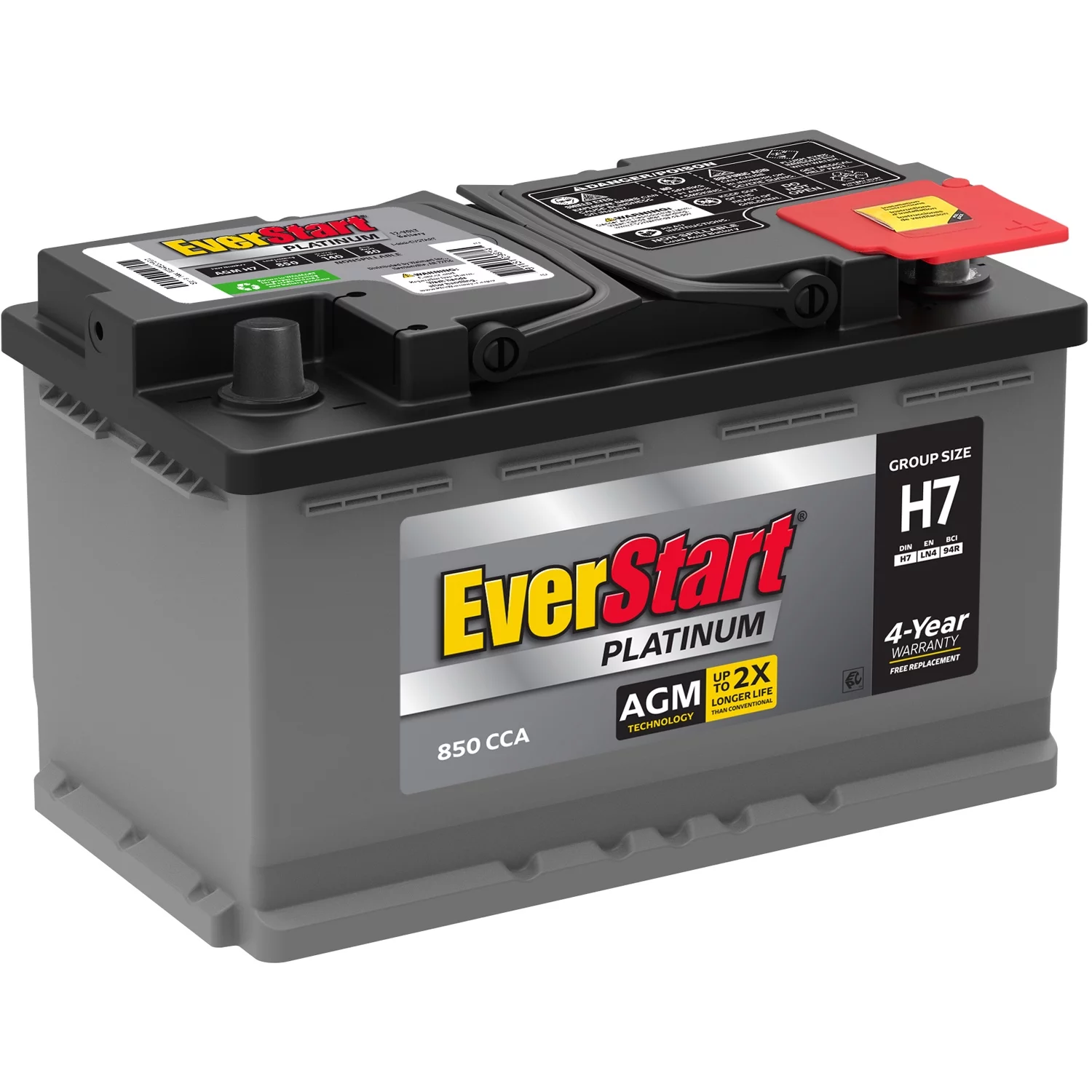 EverStart Platinum AGM Automotive Battery, Group Size H7 / LN4 / 94R 12 Volt, 800 CCA 140 RC - Radiant Selections