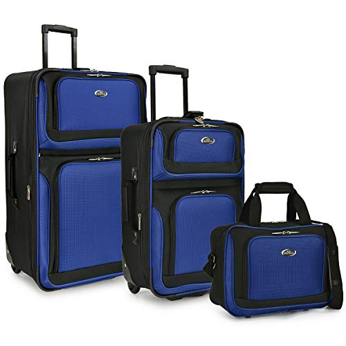 U.S. Traveler New Yorker Lightweight Softside Expandable Travel Rolling Luggage, Gray, 4-Piece Set (15/21/25/29)