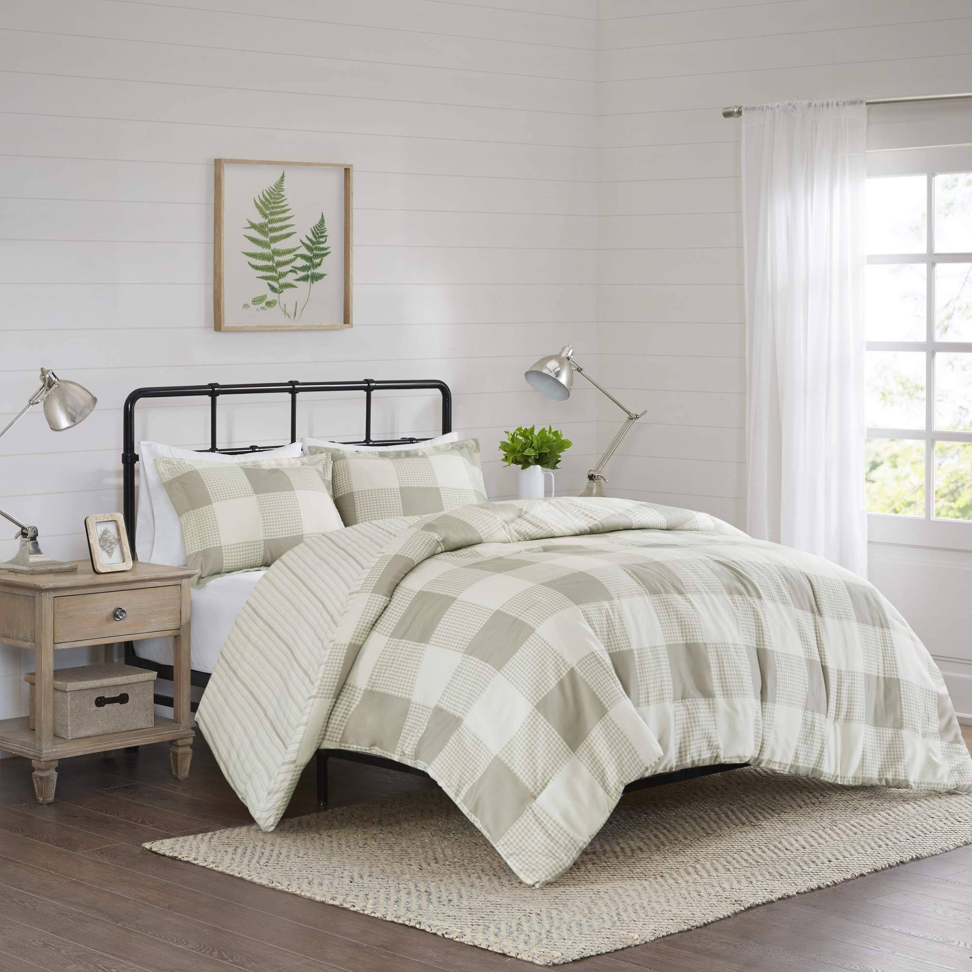 Madison Park Morrison 3 Piece Reversible Buffalo Check Plaid Duvet Cover Set King/Cal King