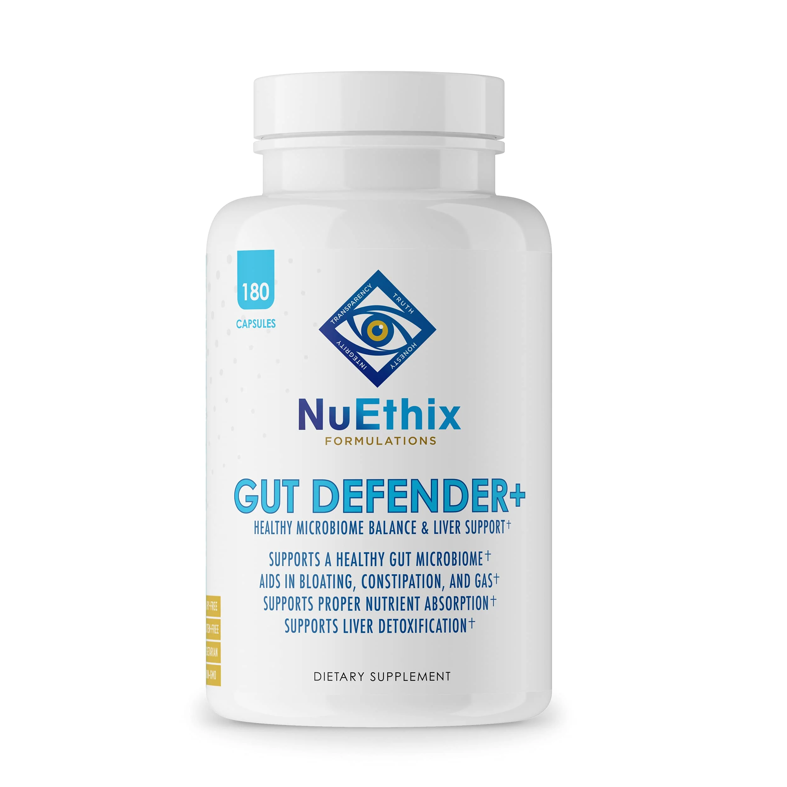 NuEthix Formulations Gut Defender+ Microbiome Balance Dietary Supplement, 180 Capsules, 90 Servings - Kansas Nuitrition - HNZSDS