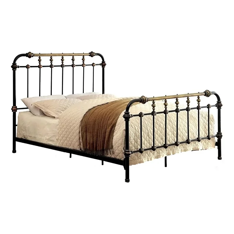 Bowery Hill Farmhouse Metal King Spindle Bed in Antique Black