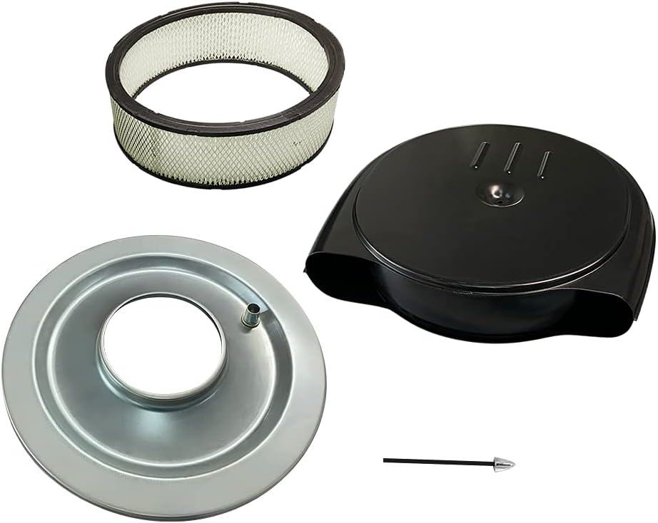 DEMOTOR PERFORMANCE Compatible for Air Cleaner Set Retro Style Steel Air Cleaner Set for 1951-1956 Cadillac Oldsmobile, Black Finished