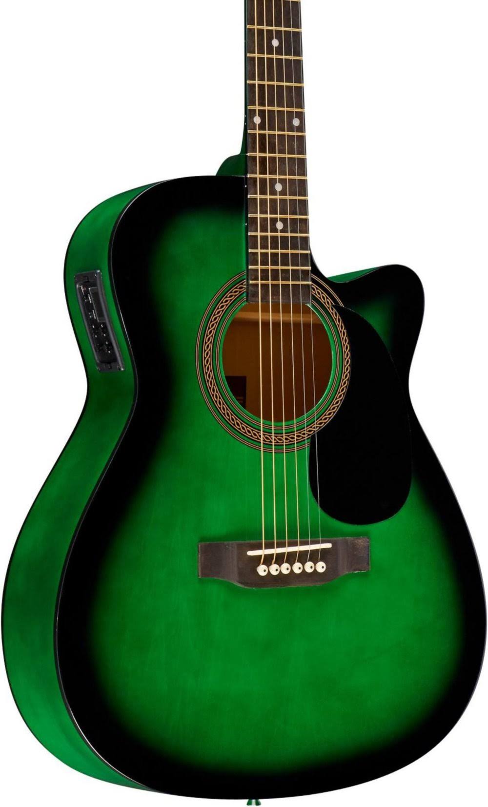Rogue Concert Cutaway Acoustic-Electric Guitar Green Blue Burst - Megean