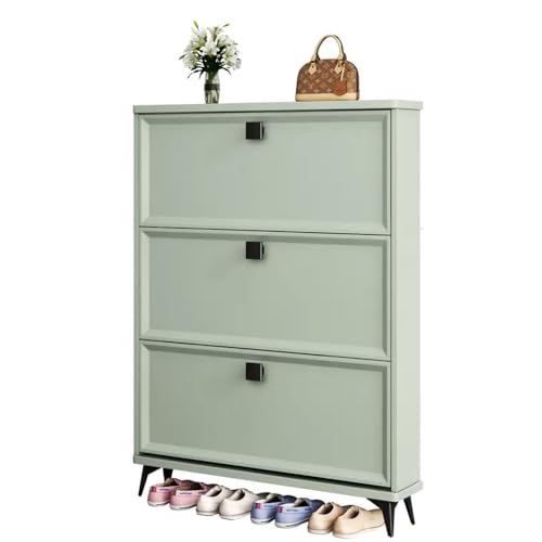 Shoe Cabinet with 3 Flip Drawers, Slim Shoe Storage Cabinet, Free Standing Hidden Narrow Shoe Rack Shoe Organizer for Entryway/Hallway/Closet(Gray