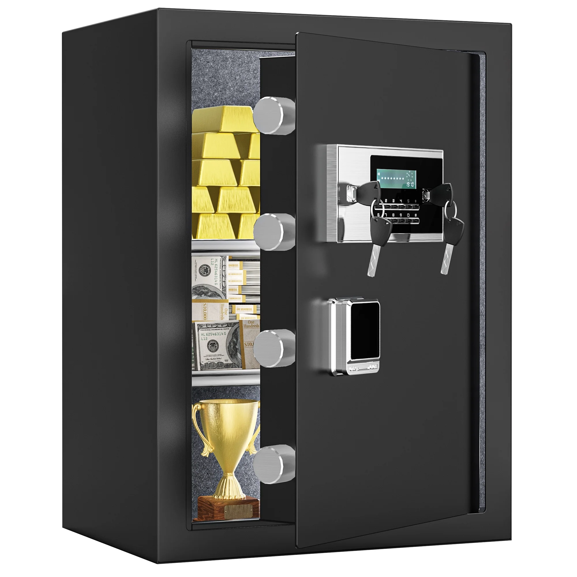 Dextrus Fireproof Safe Box 3 CU.FT,Security Safe Box with Digital Keypad, Fireproof Bag, Adjustable Shelves and LED Lighting for Storing Cash