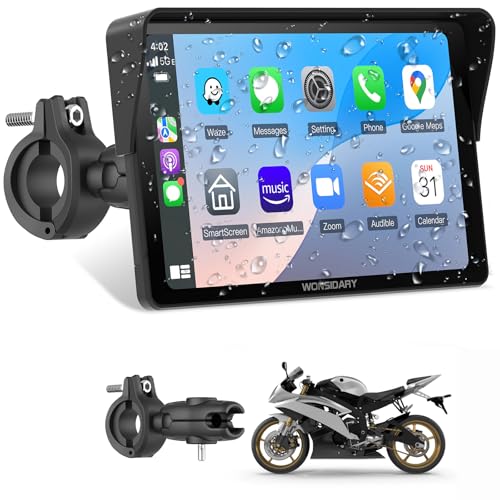 2025 Wonsidary W722 for Motorcycle CarPlay & Android Auto,7" Waterproof Smart GPS Navigation System Screen,Car Play Moto with Light Sensor