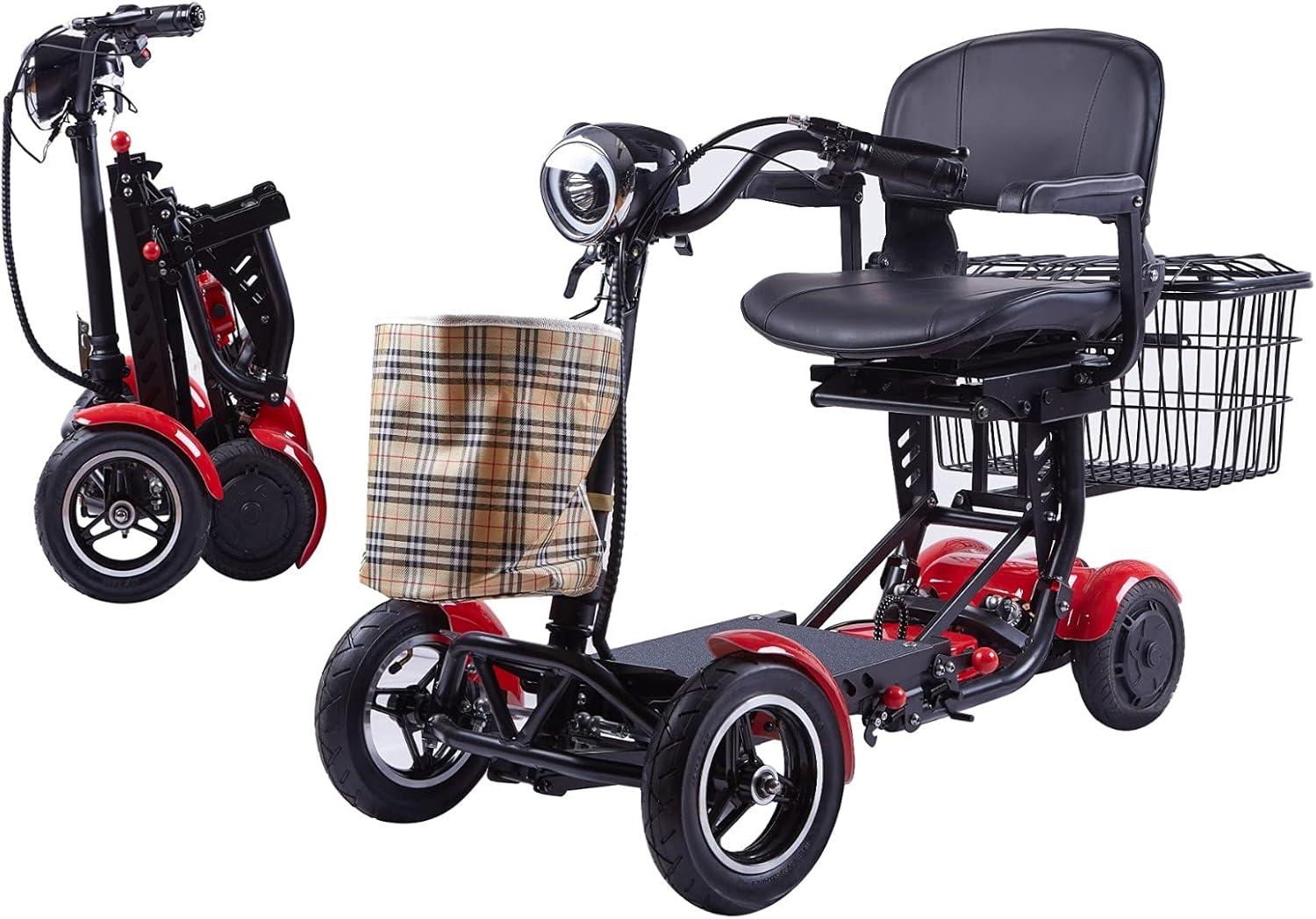 Darkshadows by MaritSA - Foldable 4 Wheel Mobility Scooter for Seniors. Long Range Battery 15.6AH-25 Mile Range (Model8)