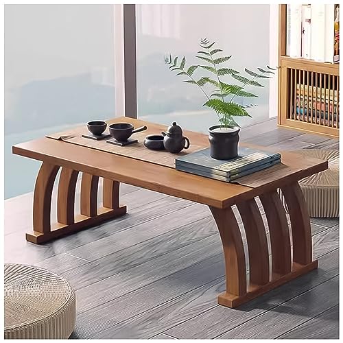 Japanese furniture floor low table for sitting on the floor, meditation and altar table, perfect for floor dining and coffee, brown, 60x37x31cm