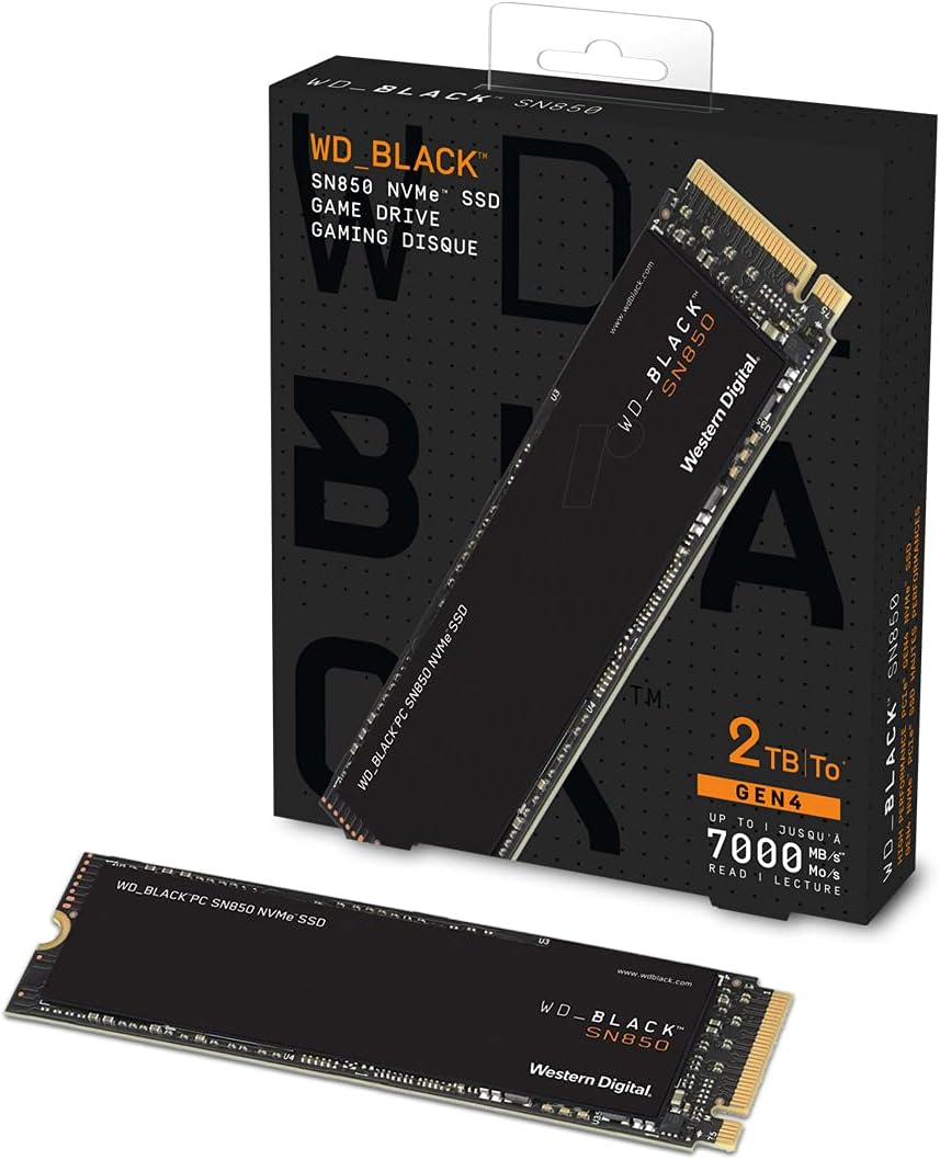 Western Digital WD Black SN850 NVMe M.2 2280 2TB PCI-Express 4.0 x4 3D NAND Internal Solid State Drive (SSD) for Laptops and Desktops