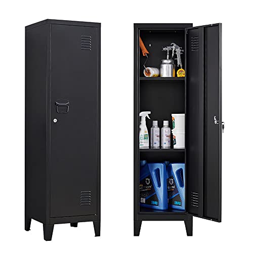 Metal Cabinet, 54" H Home Office Storage Lockers, Vertical Steel Storage Cabinet with Locking Door and 2 Adjustable Shelves