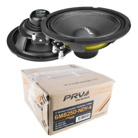 2x PRV Audio 6mb250-ndy-4 6 inch Neo Mid Bass Range Loud Speaker 4 Ohm 500 Watts, Black