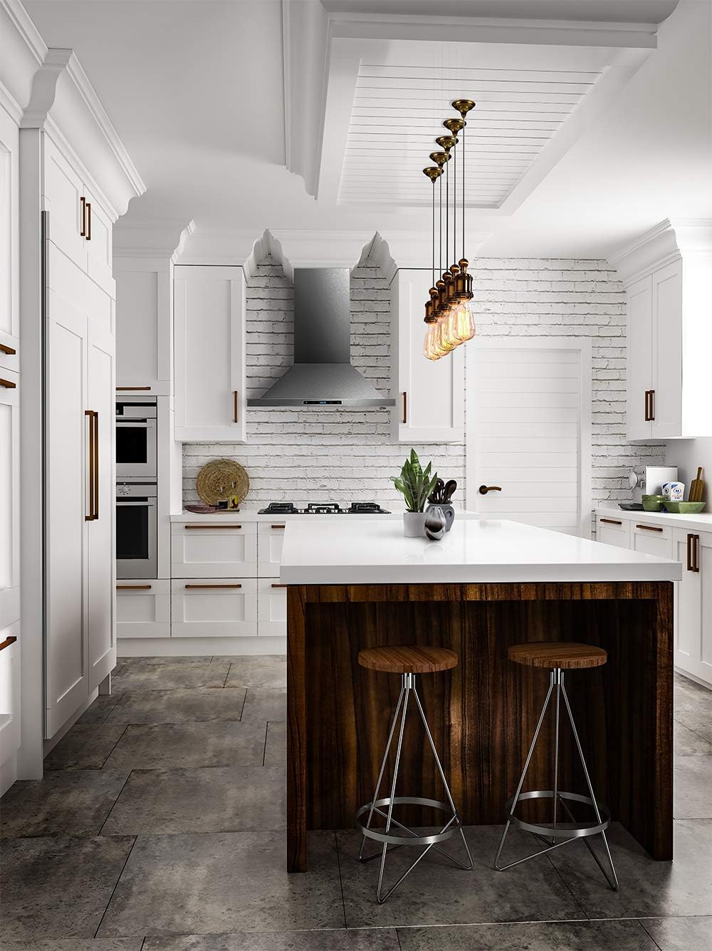 CAVALIERE Range Hood 30" Inch Wall Mounted, Brushed Stainless Steel Finish, 462 CFM, 6 Speed Control Touch Panel, Stainless Steel Baffle Filters
