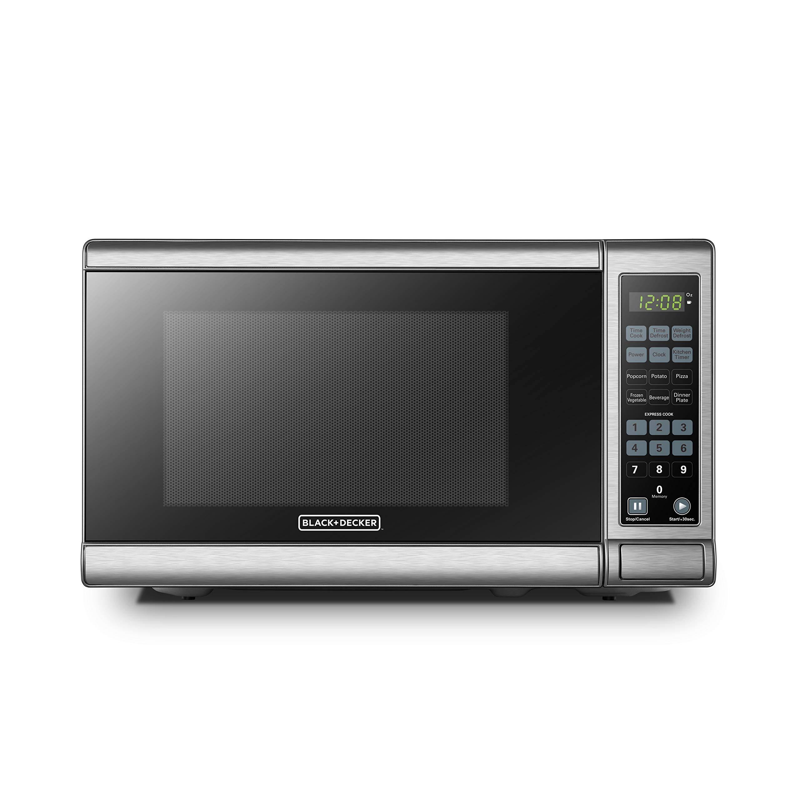 Black+decker Em720cb7 Digital Microwave Oven with Turntable Push-Button Door,Child Safety Lock 0.7 CU.FT Stainless Steel - Megean
