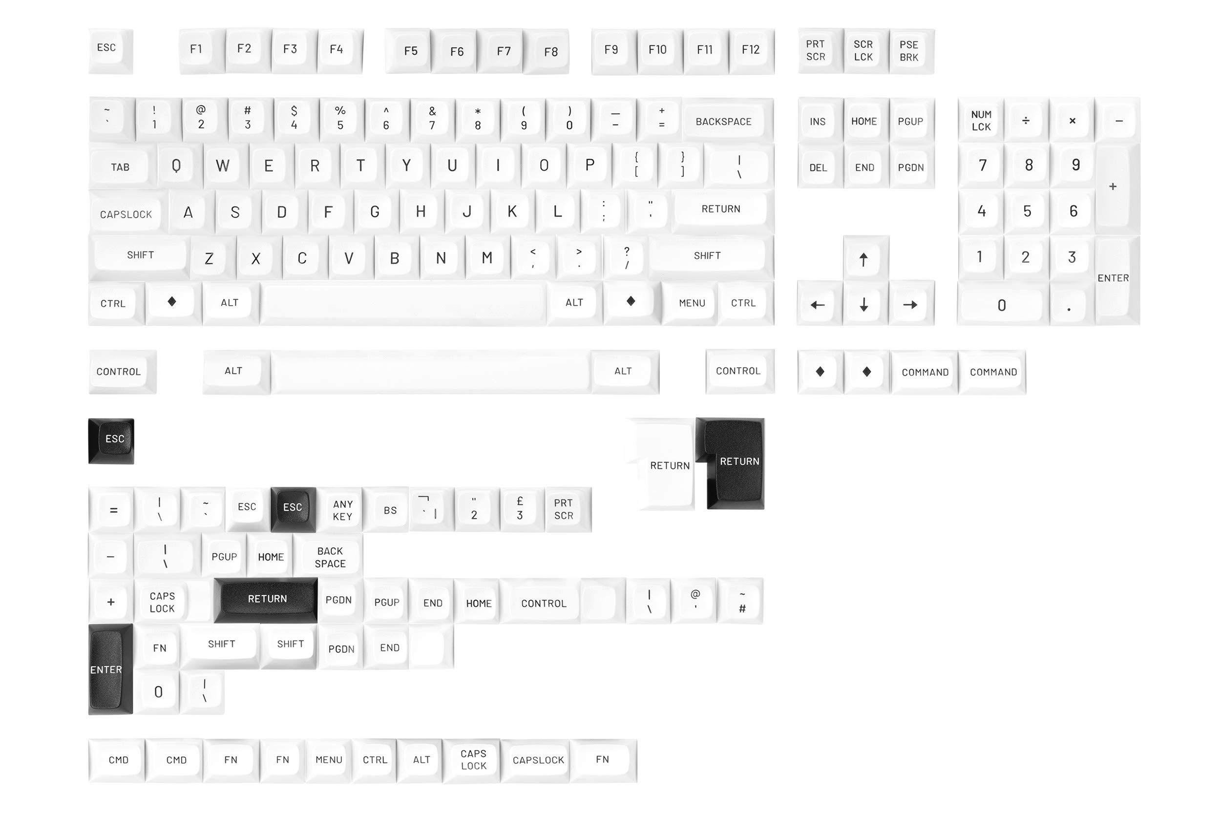 Drop MT3 Black-On-White Keycap Set