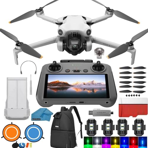 DJI Mini 4 Pro Drone with DJI RC 2 Screen remote Control Bundle Kit Camera Drone Bundle, with 128 GB SD, 3.0 USB Card Reader, Landing Pad