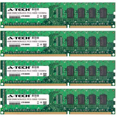 16GB Kit 4X 4GB Modules PC3-10600 1333MHz non-ECC DDR3 DIMM Desktop 240-Pin Memory Ram