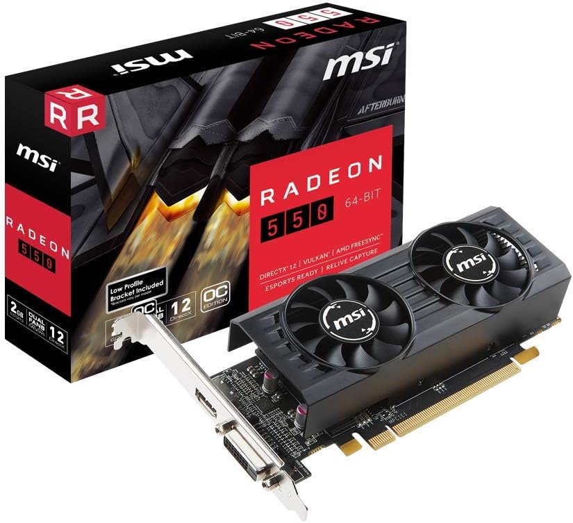 MSI Gaming Radeon 550 64-Bit HDMI/DVI 2GB GDRR5 HDCP Support DirectX 12 VR Ready OC Graphics Card (550 2GT LP OC)