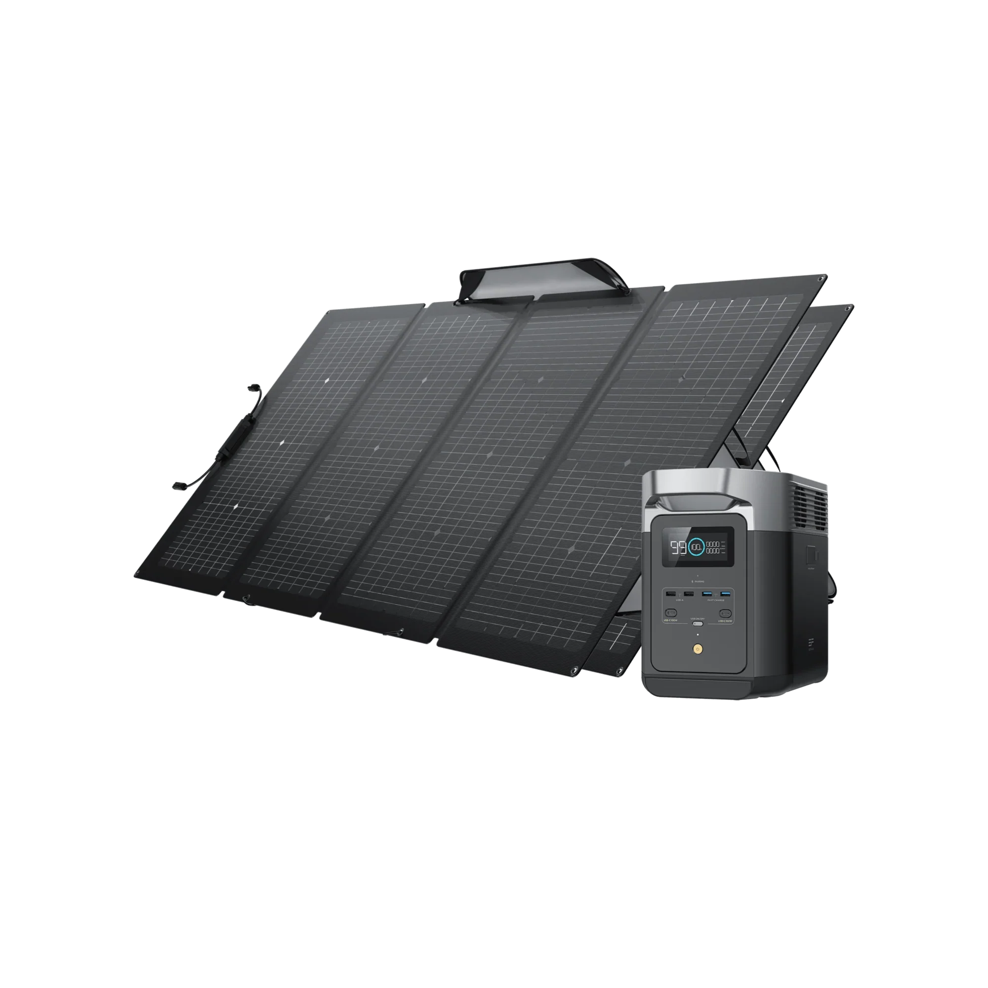 EcoFlow Package - DELTA 2 Portable Power Station (1024Wh) and 2 x Bifacial Portable Solar Panel (220W)