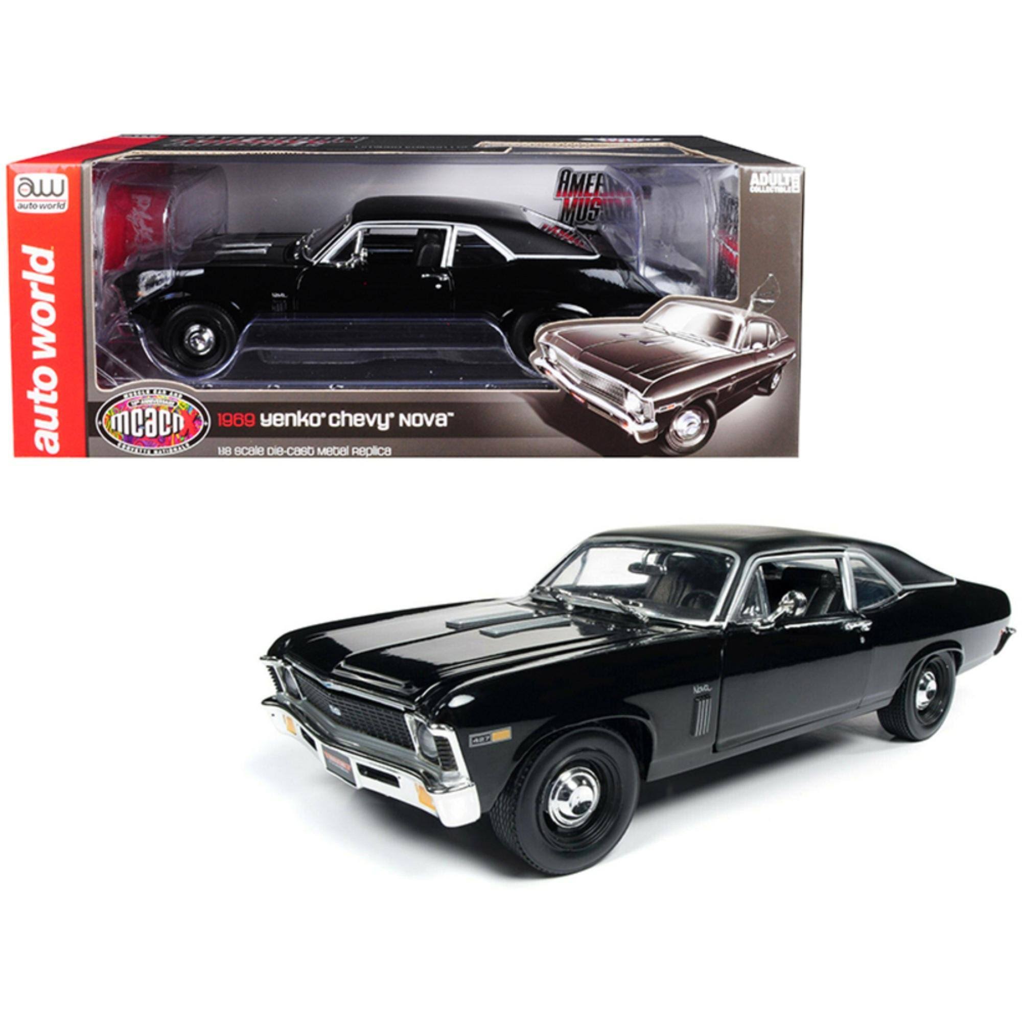 Autoworld AMM1178 1969 Chevrolet Yenko Nova SS Gloss Black with Matt Black Top MCACN 10th Anniversary Muscle Car u0026 Corvette