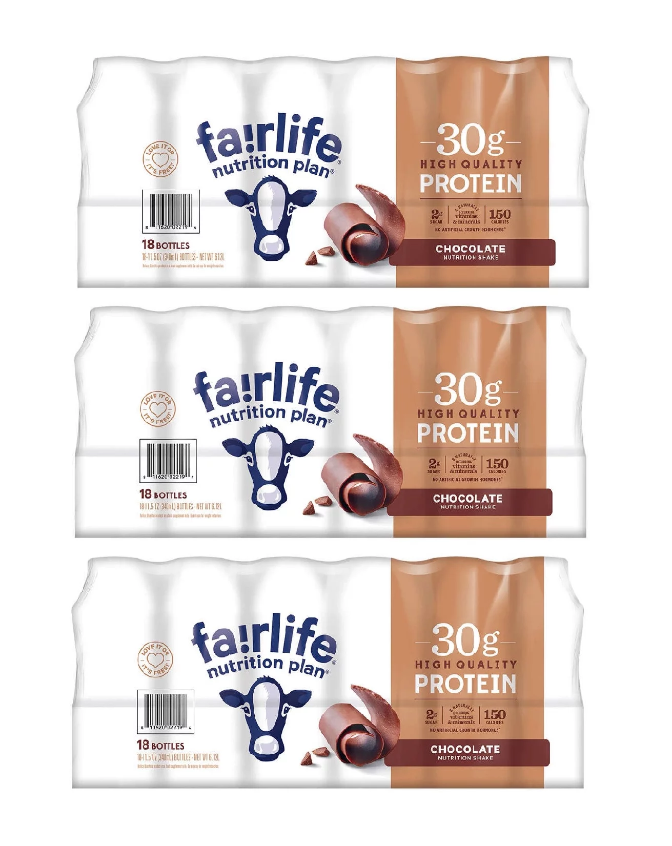 Fairlife Nutrition Plan, 30g Protein Shake, Chocolate, 11.5 fl oz, 18-count 3PK