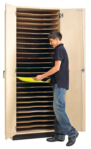 Diversified Spaces Classroom Flat Paper/Board Art Storage Cabinet, 32" W x 22" D x 84" H, 25 Slots That Hold up to 20" x 26" Boards & Papers