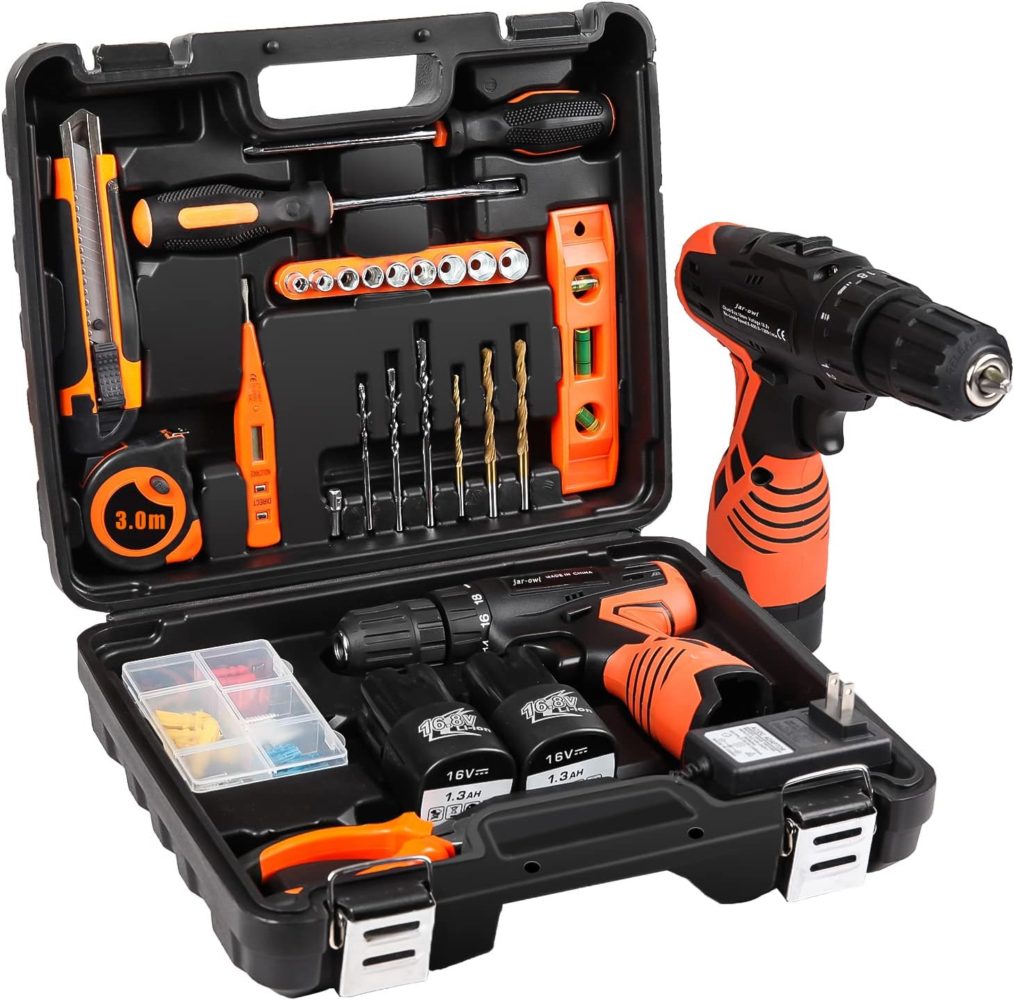 jar-owl Power Tools Combo Kit With 16.8V Cordless Drill for 48 Accessories Home Cordless Repair Kit Tool Set Pack of 2
