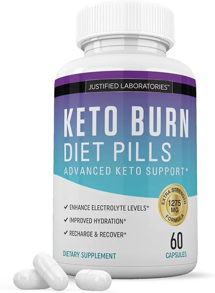 Keto Burn Diet Pills 1275MG New & Improved Formula Contains Apple Cider Vinegar Extra Virgin Olive Oil Powder Green Tea Leaf 60 Capsules