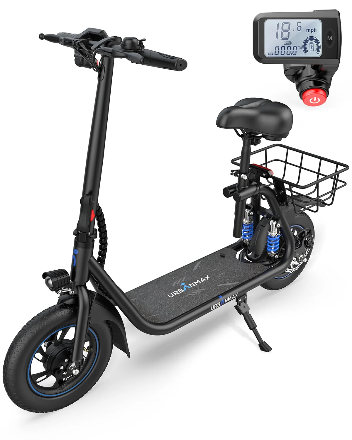 URBANMAX C1 Pro Electric Scooter Adults with Dual Shock Absorbers Up to 25 Miles 18.6MPH 450W Powerful Motor Folding Scooter Electric for Adults with