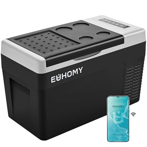 EUHOMY 12 Volt Refrigerator, 19QT(18L) Compressor Electric Cooler APP Control, Car Fridge -4�H~68�H, Portable Refrigerator 12/24V DC 110-240V AC