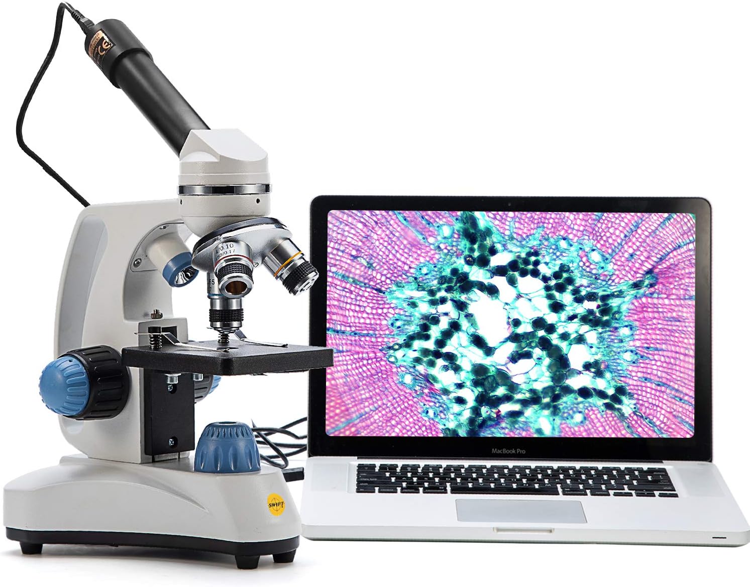SWIFT Microscope SW150,Compound Student Microscope,40X-1000X,Monocular Head,Coarse & Fine Focusing,Dual Illumination