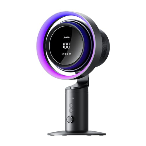 Jisulife Table Fan Pro3, 3-IN-1 Turbo Oscillating Fan with Air Purifier and RGB Light, H11 HEPA Filter, 100-Speed Adjustable