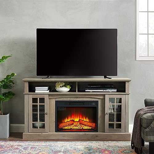 KUIKUI Electric Fireplace TV Stand for TVs up to 65", Electric Fireplace Stoves TV Console with Storage Space