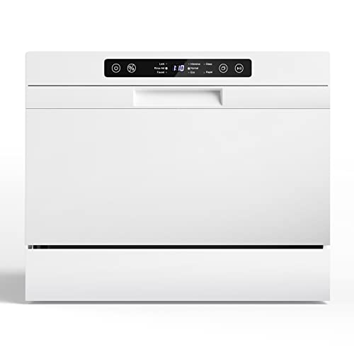 COSTWAY Countertop Dishwasher, 6 Place Settings Built-in Dishwasher with 72 H Preserve, Air Dry Function, LED Touch Control and 5 Washing Programs