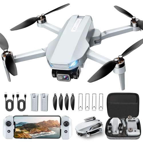 Drone with Camera, 2K HD FPV Drone with Brushless Motor, Altitude Hold, Gesture Selfie, 3D Flips, Waypoint Fly, One Key Take Off/Landing