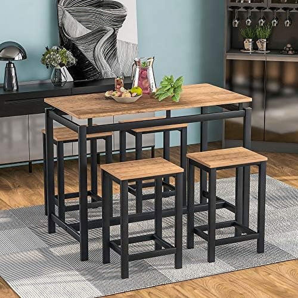 NLIBOOMLife 5-Piece Dining Table Set for 4  Modern Kitchen Counter Height Table Set with 4 Stools  Wood Pub Table  Table Set  Dining Room Table Set