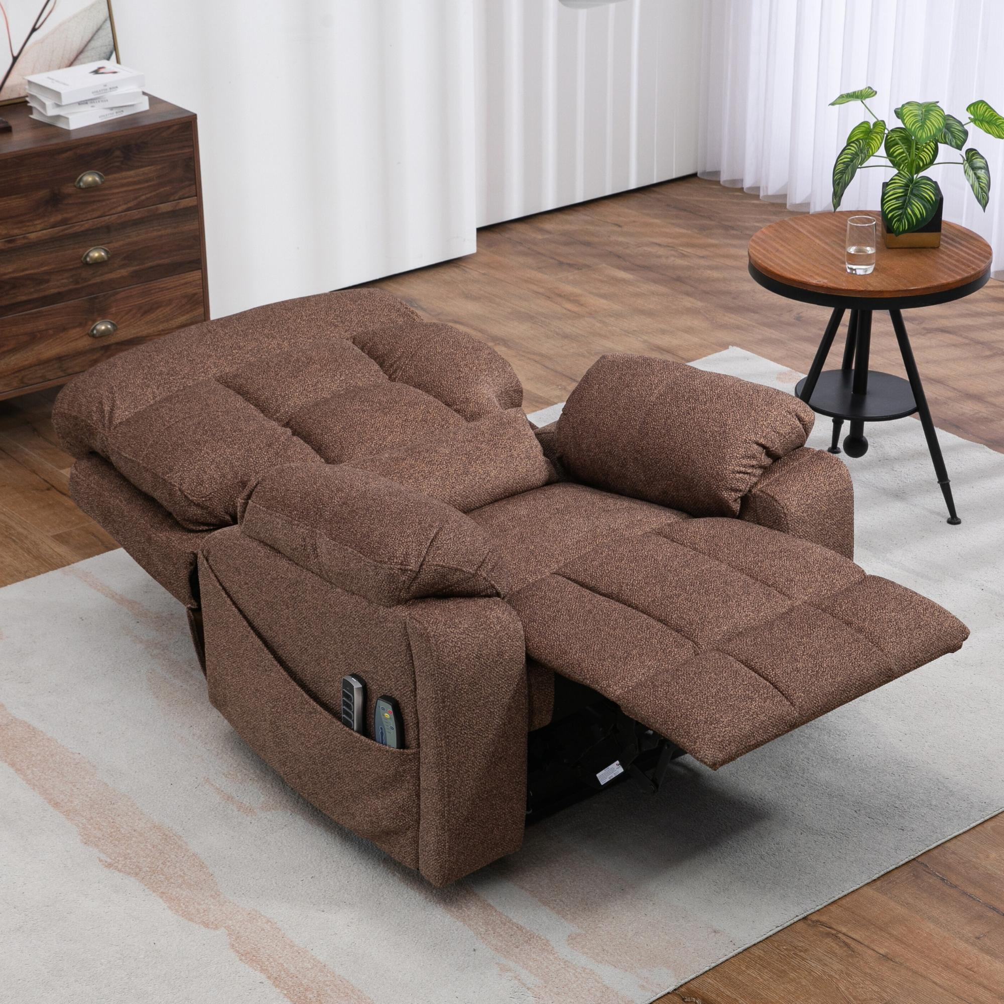 JUUXO 4-Motor Lay Flat Power Lift Recliner Chair with Heat & Massage - Power Adjustable Headrest, Backrest, Lumbar & Legrest
