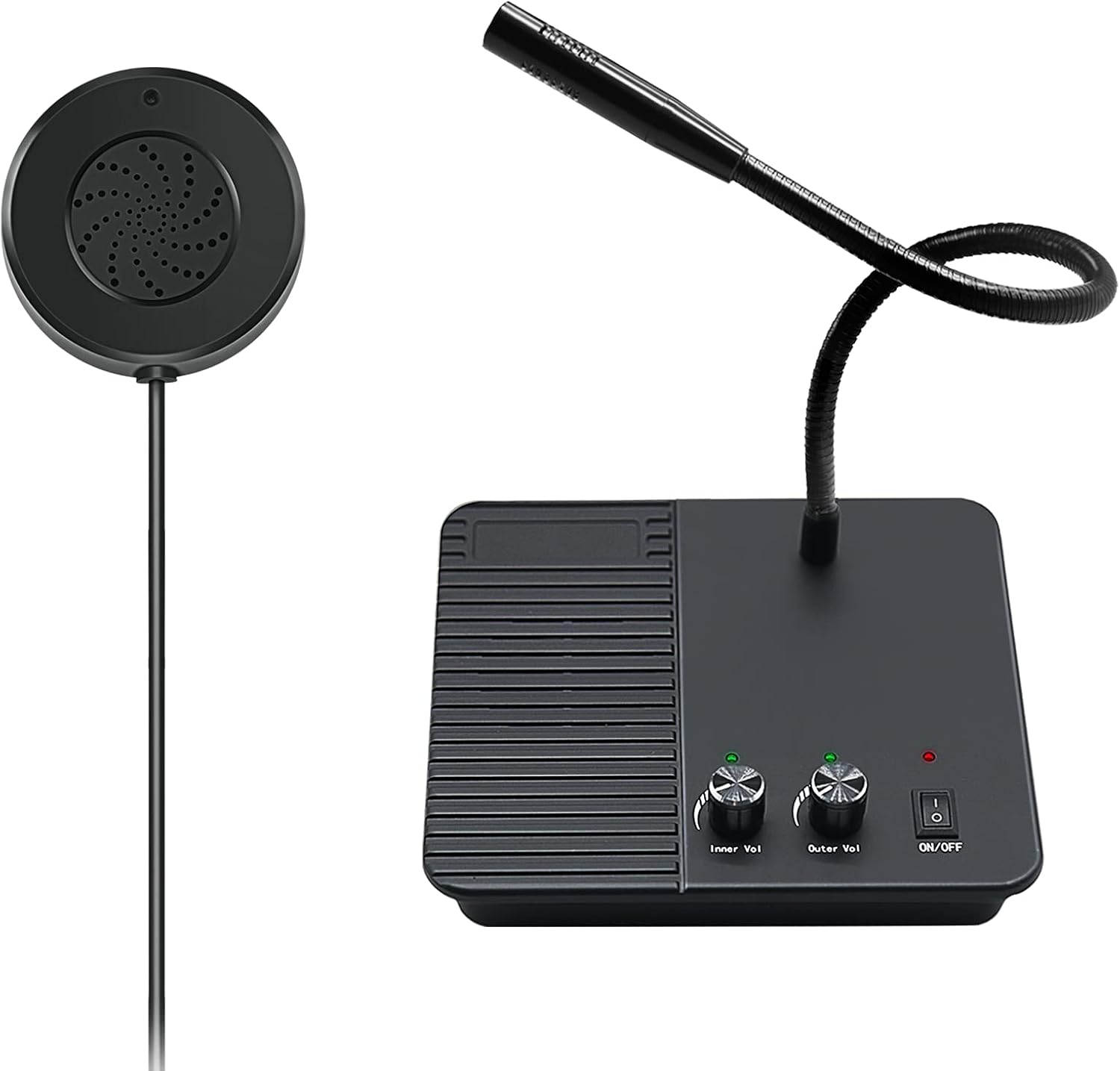 Window Speaker Intercom System Anti-Interference Dual-Way Intercommunication Microphone and Speaker Bank Window Intercom Glass Window Microphone for