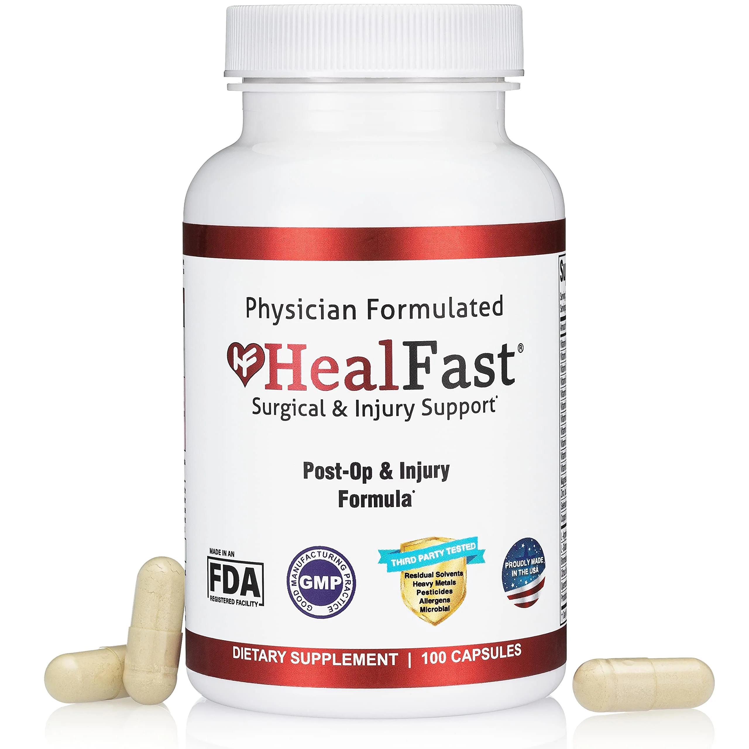 HealFast Surgery & Injury Recovery Supplement (Post-Op) - Supports Healing Optimization for Surgery, Wounds, Scar Treatment & Bruising w/Amino Acids