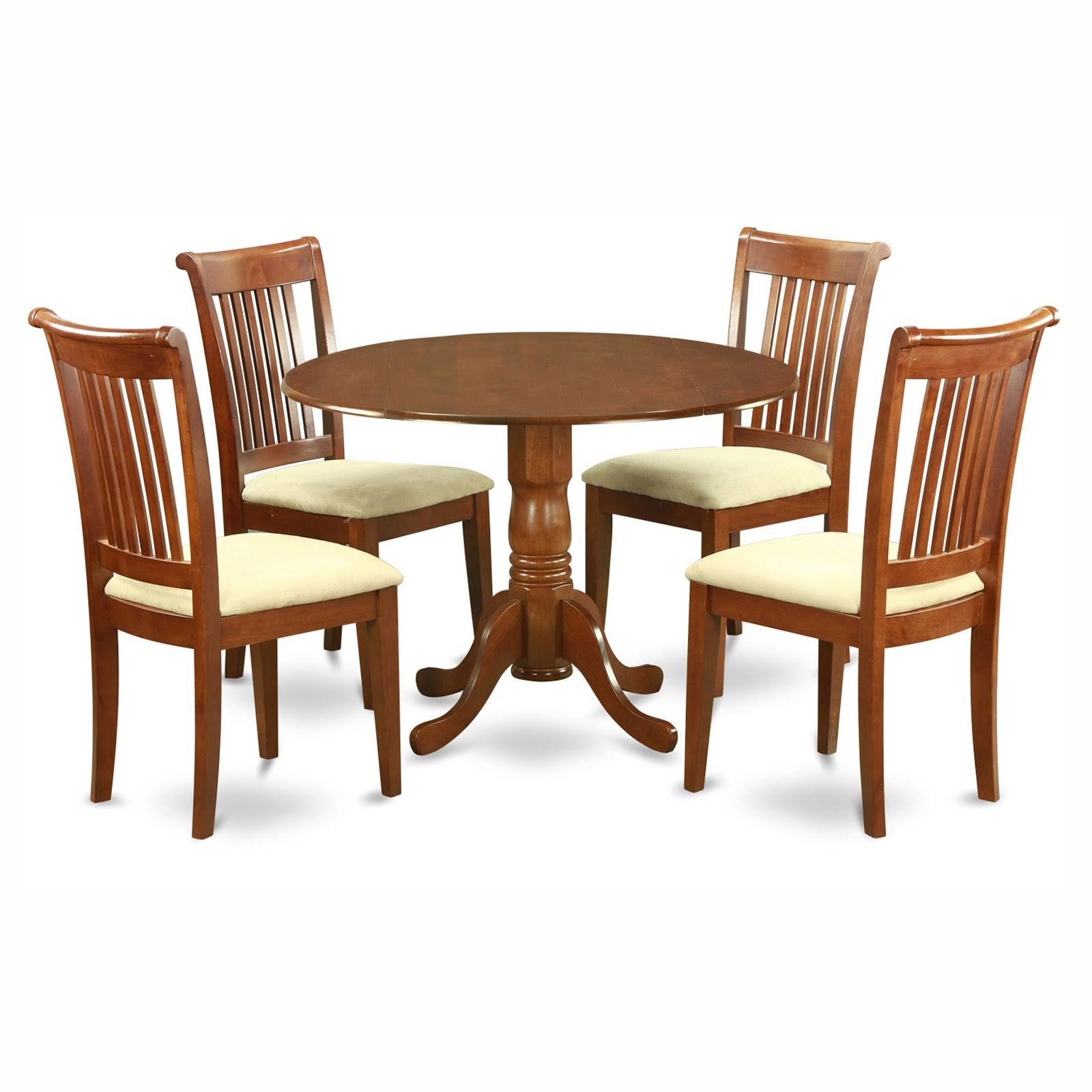 Saddle Brown Small Kitchen Table Plus 4 Dinette Chairs 5-Piece Dining Set (Microfiber)