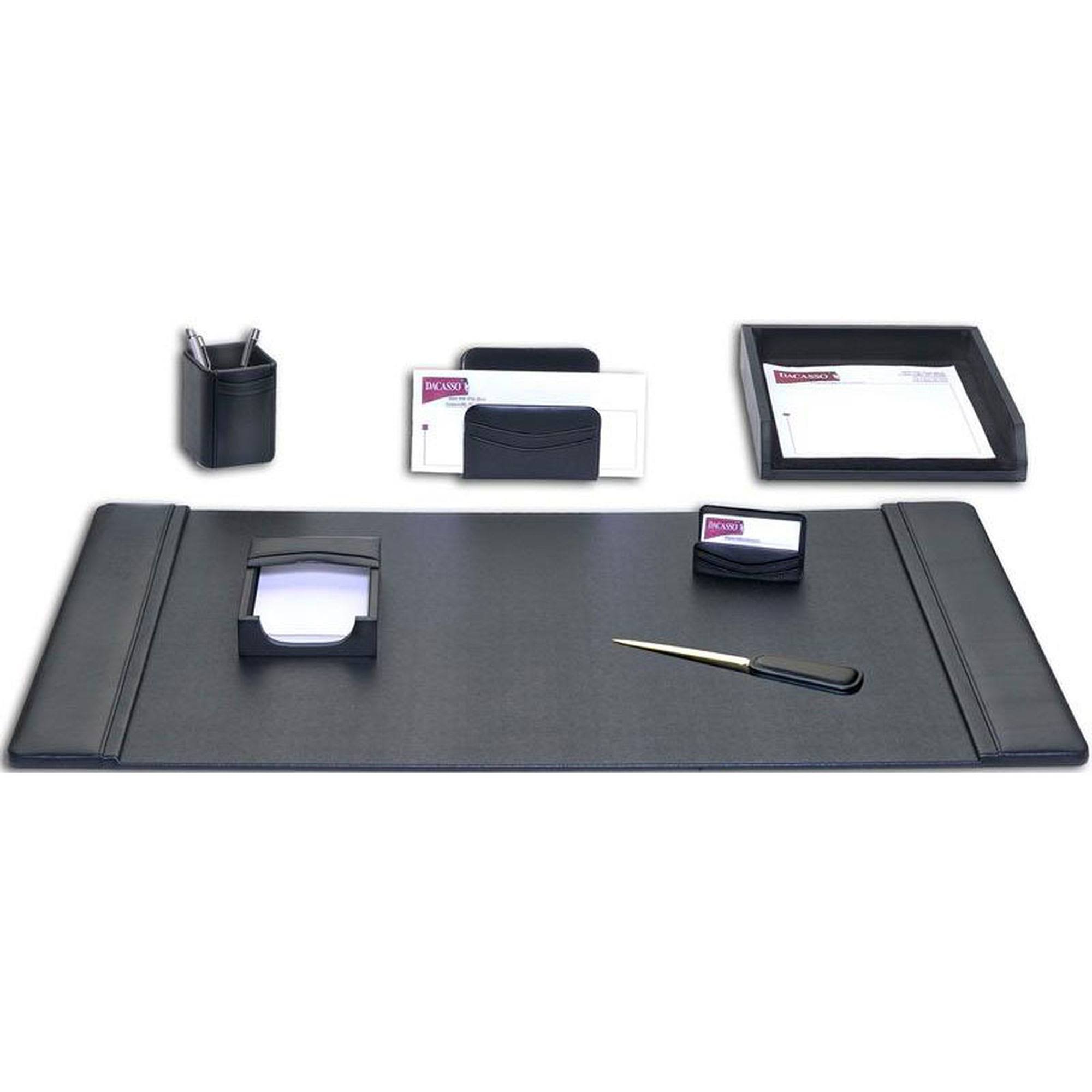 Dacasso Black Leather 7-Piece Desk Set