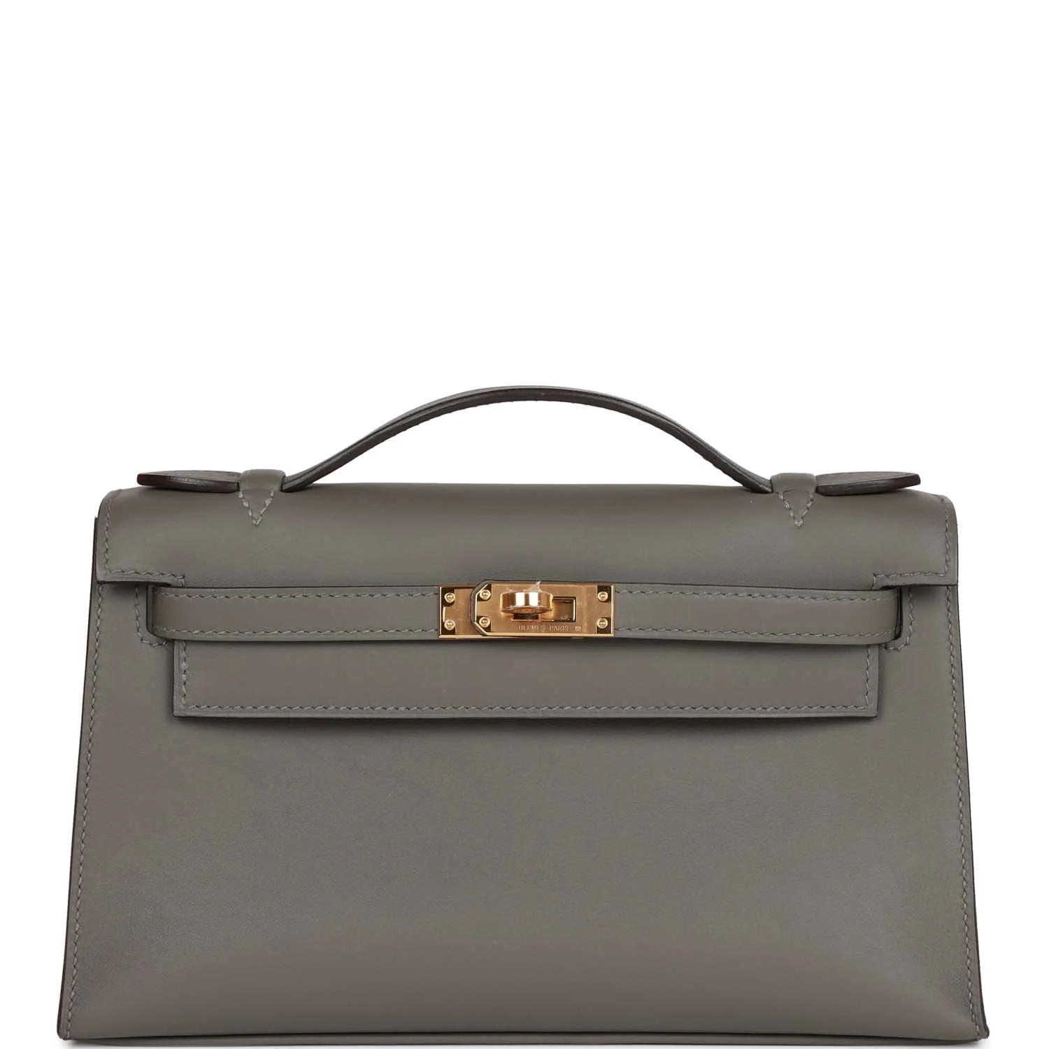 Hermes Kelly Pochette Gris Meyer Swift Gold Hardware