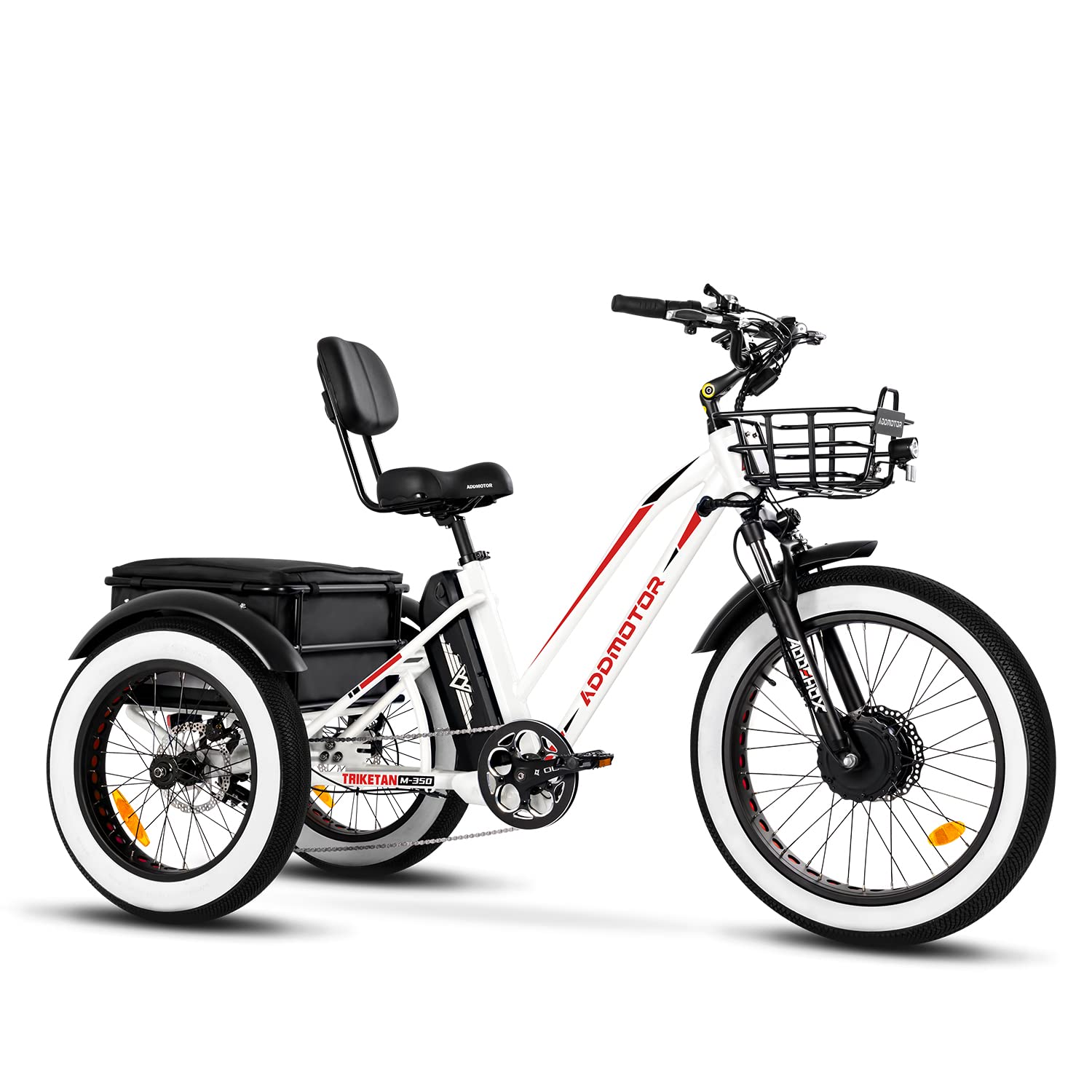 Addmotor Electric Trike for Adults, 3 Wheel Motorized Bicycle with 750W Motor 48V 20Ah Samsung Battery UL Certified, 85MI Long Range