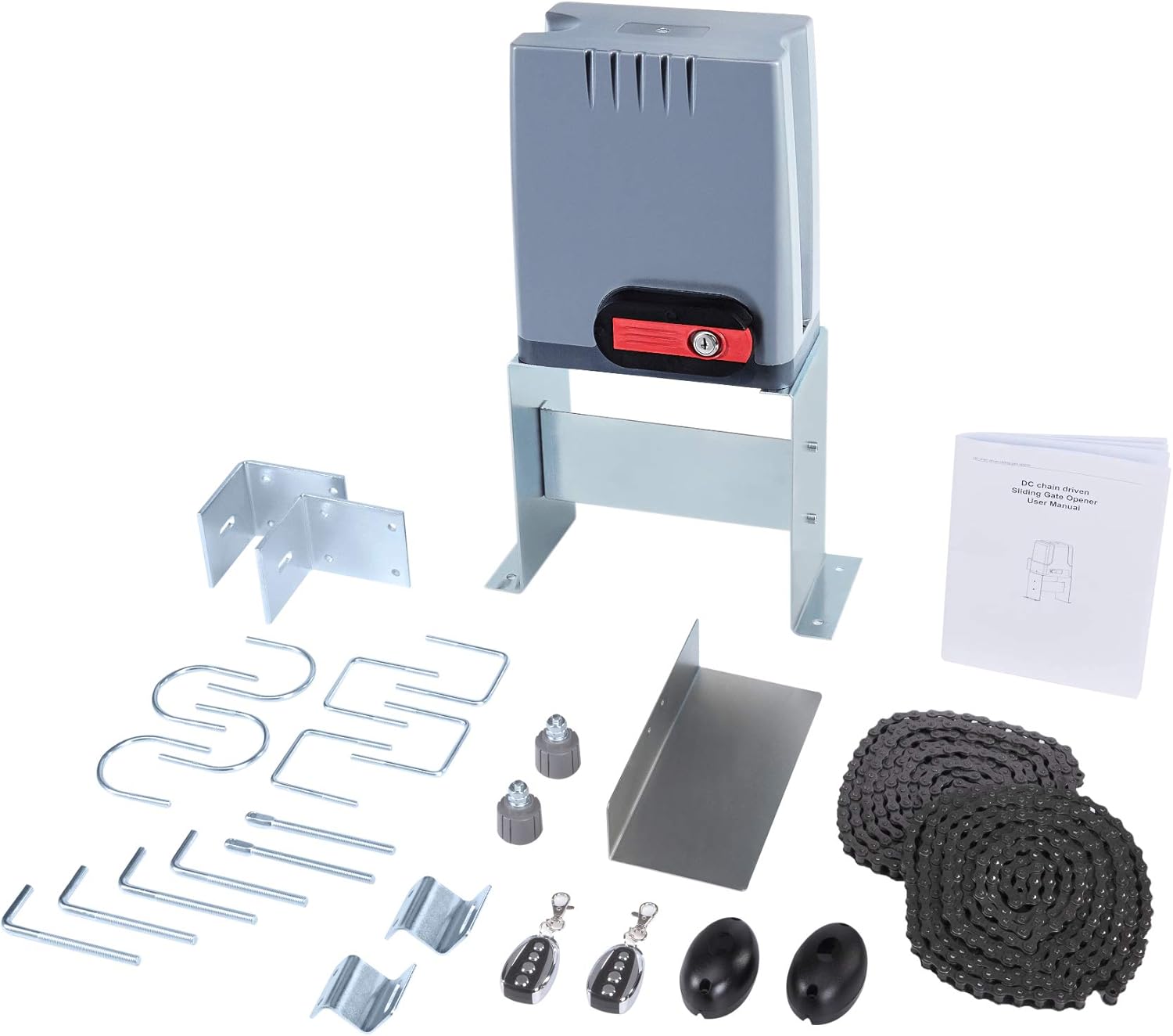 CO-Z 1800 lb Automatic Sliding Gate Opener with 2 Remote Controls, Electric Rolling Driveway Slide Gate Motor