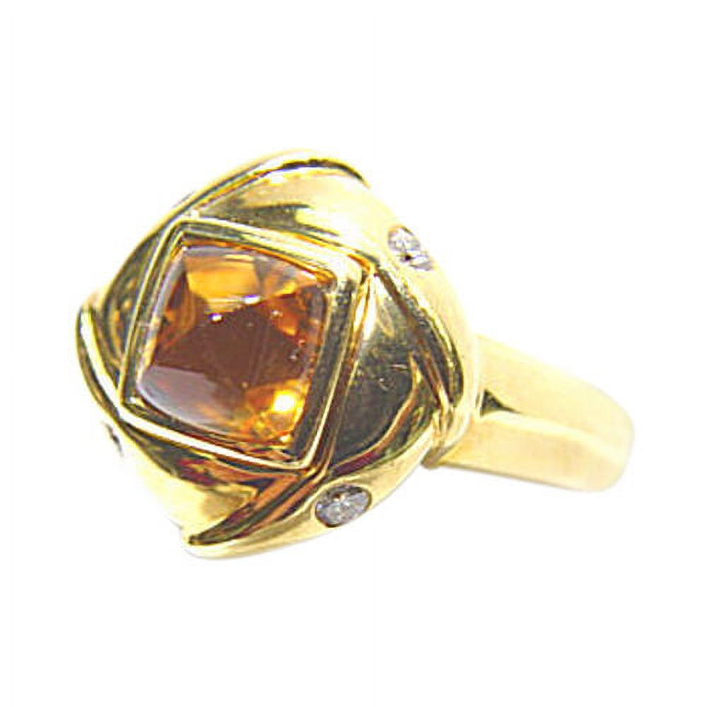 1.75 CT CITRINE SQUARE SHAPE CABOCHON .10 DIAMOND ROUND BRILLIANT ART DECO RING