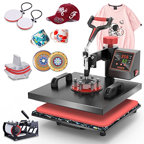 Heat Press Machine 5 in 1 Combo Heat Press 12 x 15 Inch Heat Transfer Machine 360-Degree Swing Away Digital Shirt Printing Multifunction Heat