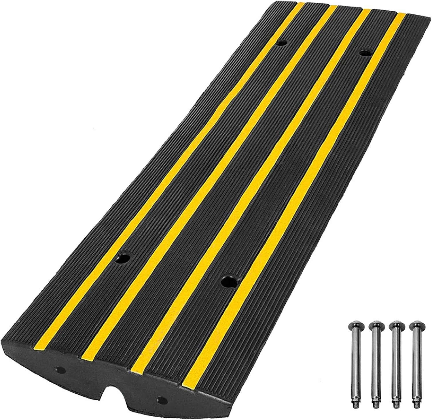 Scinotec Rubber Curb Ramps Car Kerb Ramp 2.5 Inch Rise 1 Pack 10 Ton Capacity Curbside Bridge Ramp for RV Loading Dock Garage Warehouse Driveway