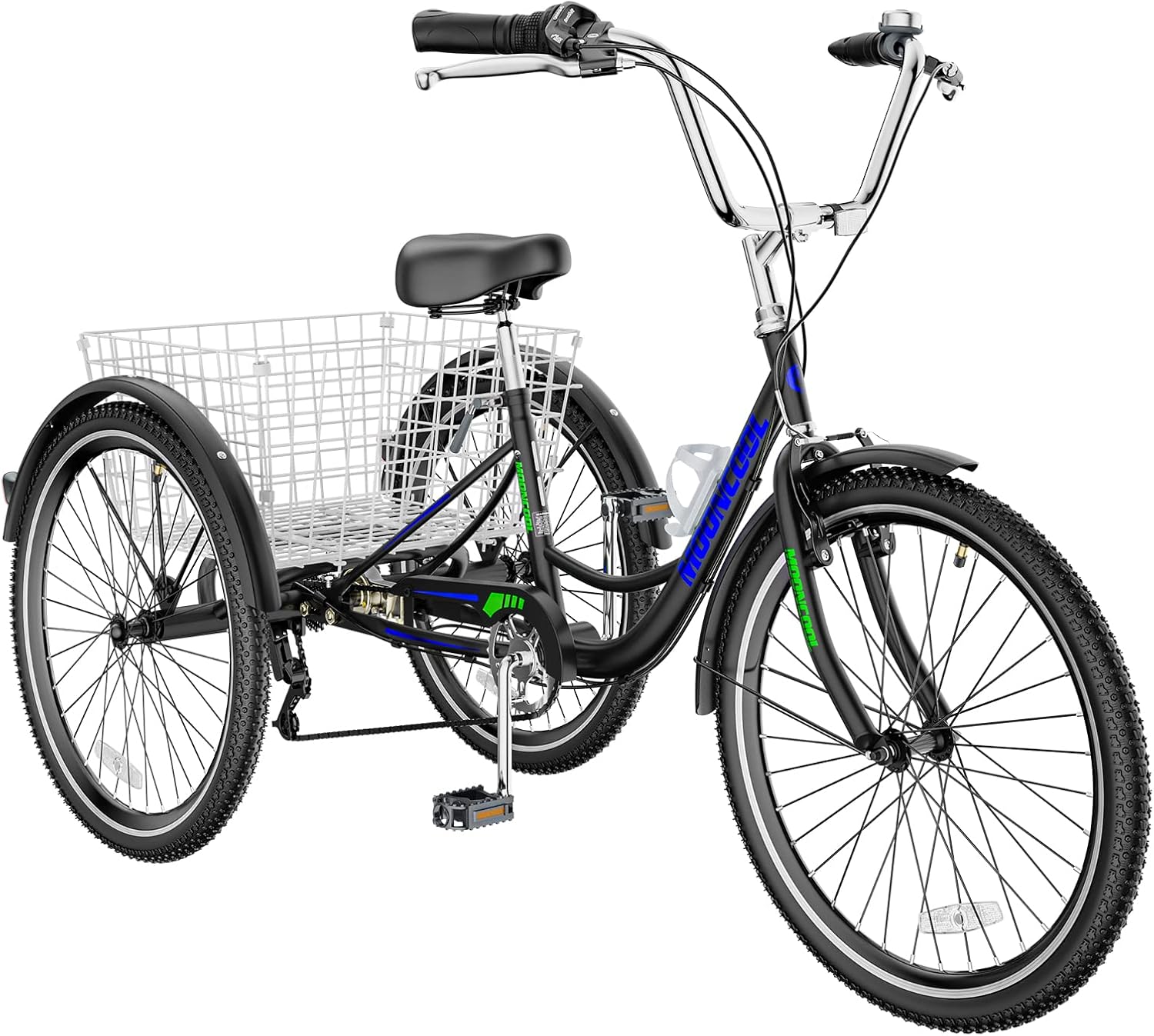 Adult Tricycle 7 Speed 3 Wheel Bike Adult Trikes, Three-Wheeled Bicycles Cruise Trike with Basket for Seniors, Women